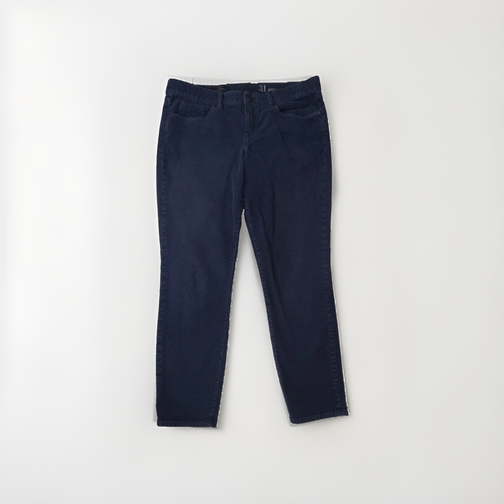 J.Crew Blue Toothpick Ankle Corduroy Pants Woman's Size 31 Preppy 33x27